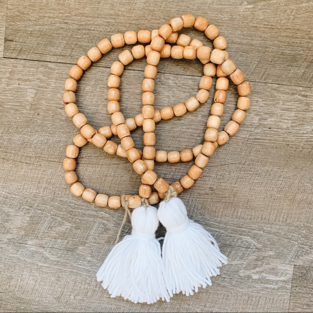 Boho Wooden Bead Tassel Garland Christmas Decor